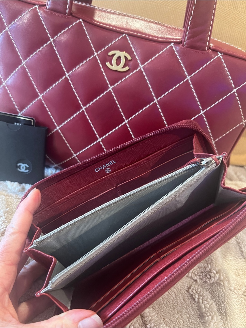🌹NWT RARE CHANEL WILD STITCH HANDBAG & MATCHING WALLET - Picture 7 of 16